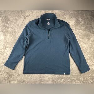 Stio Turpin Fleece Pullover Mens L Blue 1/4 Zip Performance Fitted Long Sleeve
